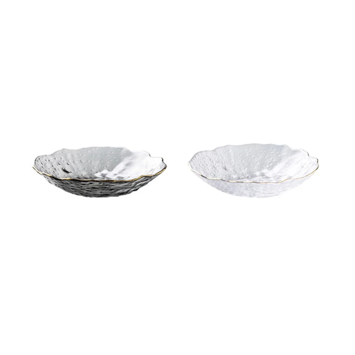 IJARL, Gold-painted Glass Plate, Fruit Plate, Irregular Edge, Hand-painted Gold, Medium, 2 Packs