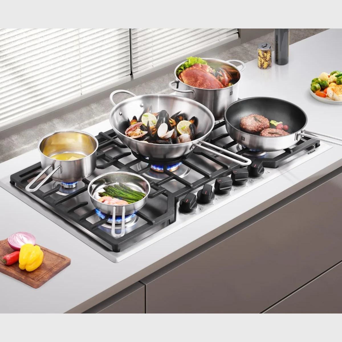 【有赠品】ROBAM老板 大火力灶具7G9H50 36英寸|双燃料（NG/LPG） 5炉布局 全黄铜炉头