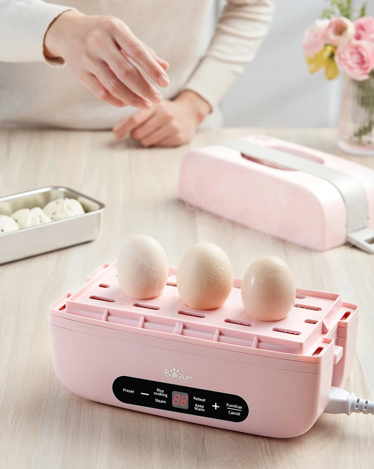 Bear Smart Electric cooking and steaming lunch box, Appointment timing, Pluggable heating and insulation,1L