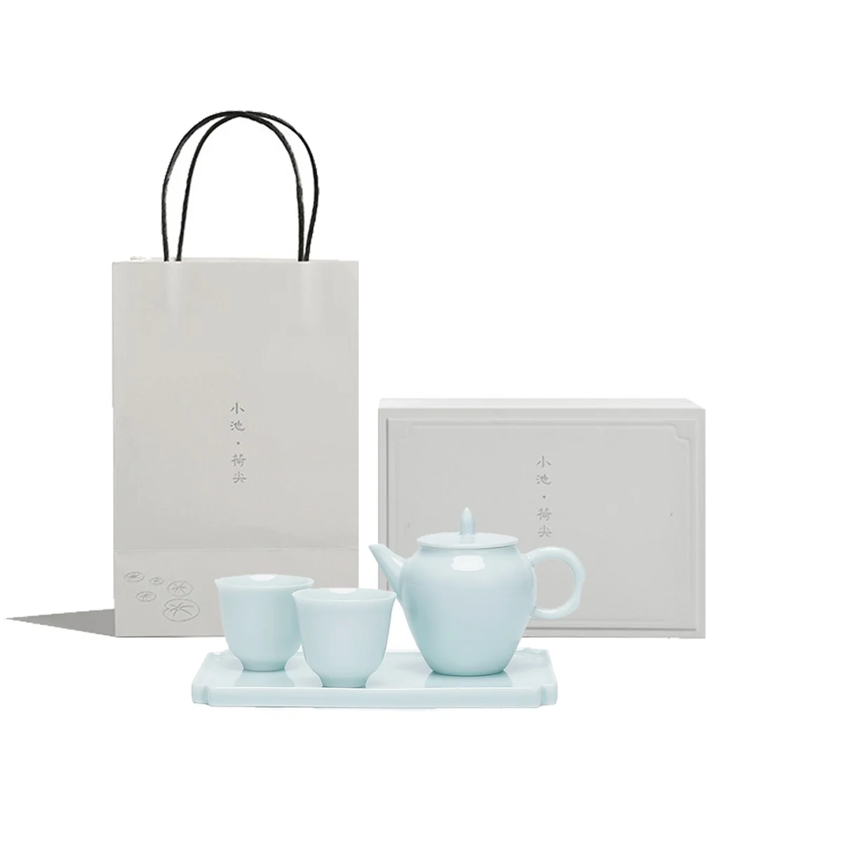 Zhengshantang Xiaochi·Hejian 4-head tea set Dehua Yingqing cooling tea set, one pot, two cups and one tea tray, gift box packaging