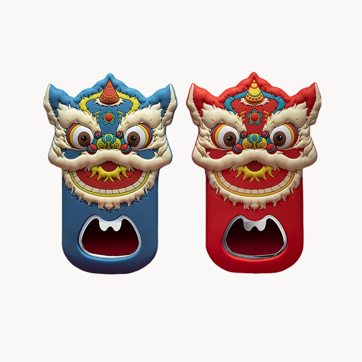 【中国直邮，时效10-15天】欢喜小将 吉祥醒狮开瓶器(套装) 国潮创意启瓶器 萌趣实用磁吸冰箱贴