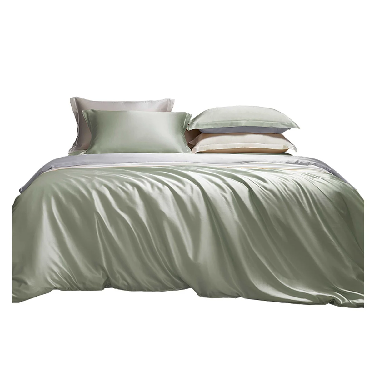 WENSLI 100% Mulberry Silk Four-Piece Bedding Set, Silk Bed Sheets and Duvet Covers Gift Set, Qingmeng, 220cm×240cm