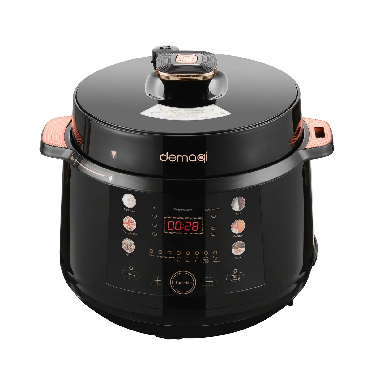 Demaqi multi-function pressure cooker with a non-pressure rice cooker, one pot and four outs for quick meals