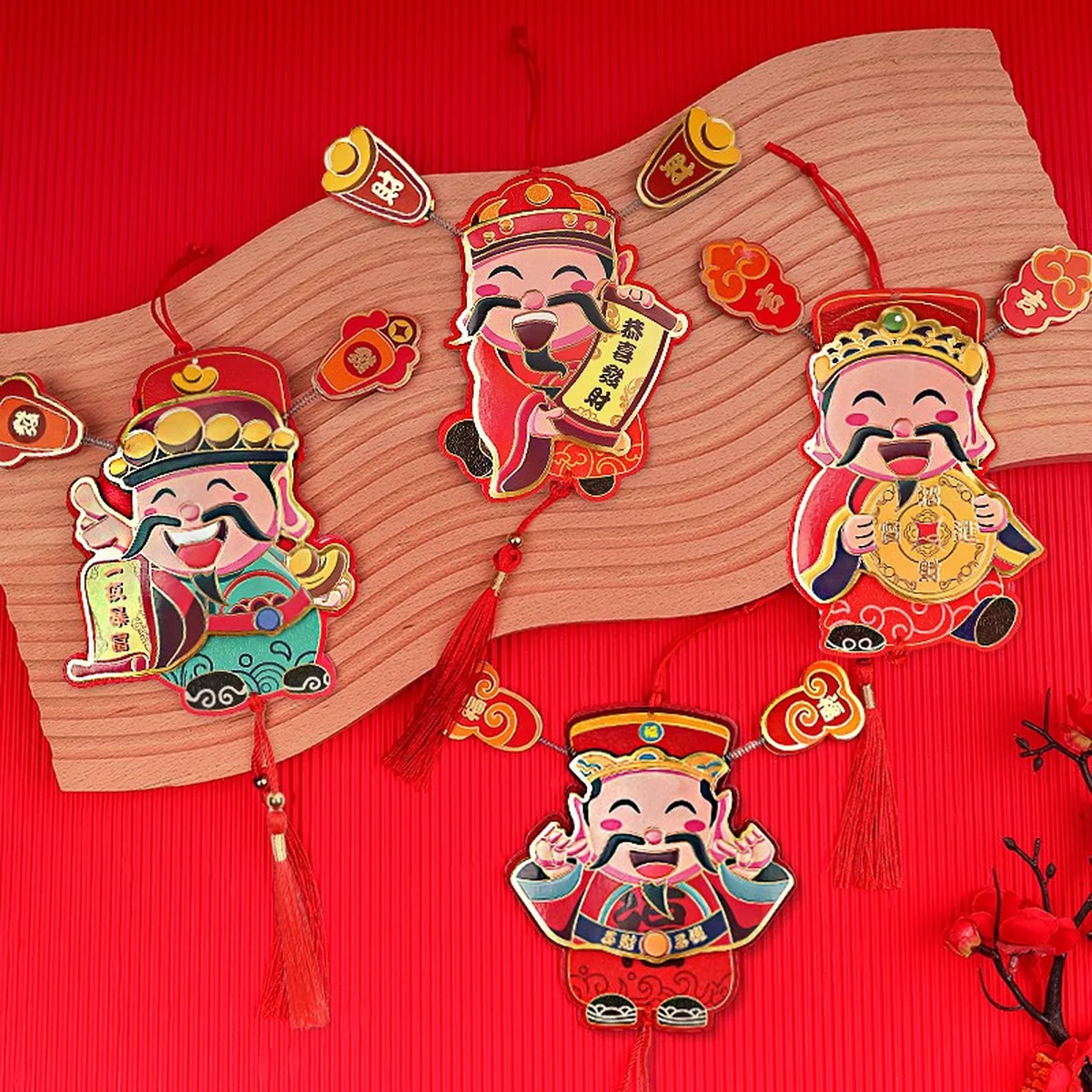 【中国直邮，时效10-15天】首力 新年财神冰箱贴 喜庆小挂饰盆栽装饰龙年挂饰（六个装）