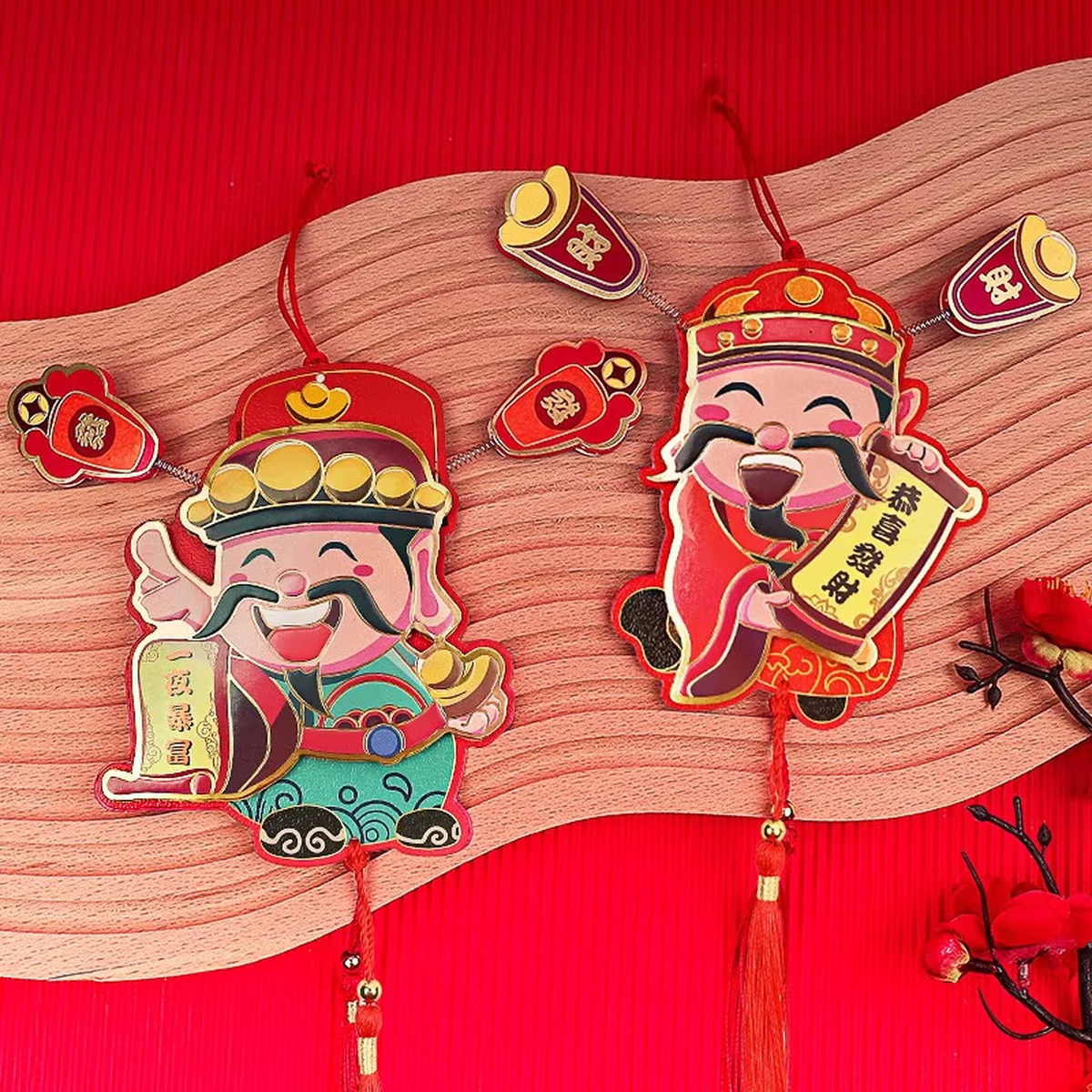【中国直邮，时效10-15天】首力 新年财神冰箱贴 喜庆小挂饰盆栽装饰龙年挂饰（六个装）