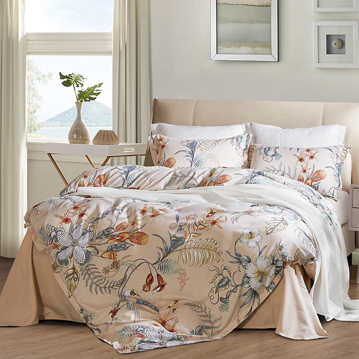 [Direct shipping from China, delivery time 8-20 days] FUANNA Bedding Set, 4-piece Brushed Fleece Set, "Magpie Dance in Jiangnan"/Standard/Yellow (Duvet cover 203*229cm)