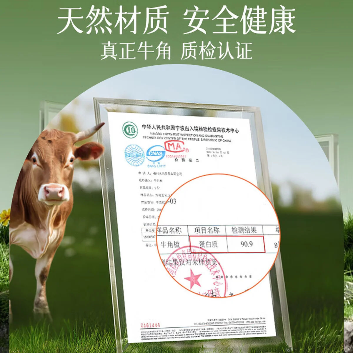 【中国直邮，时效8-20天】采药师 牛角五爪按摩梳 带珠水滴齿 头部按摩经络梳刮痧 节日礼物礼盒