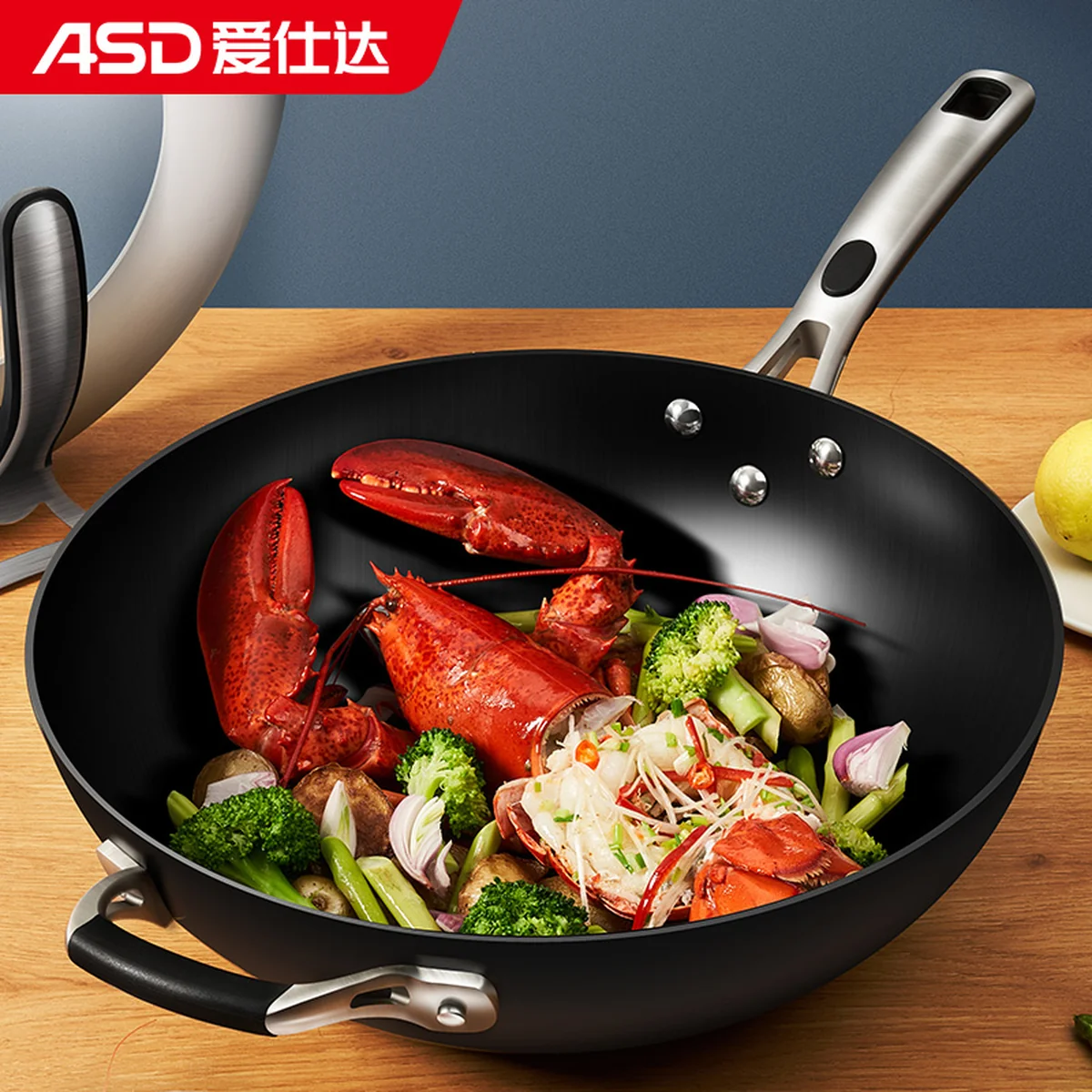 ASD, cast iron can not rust, uncoated wok, wear-resistant and scratch-resistant, universal for induction cooker with coal and gas, 32cm