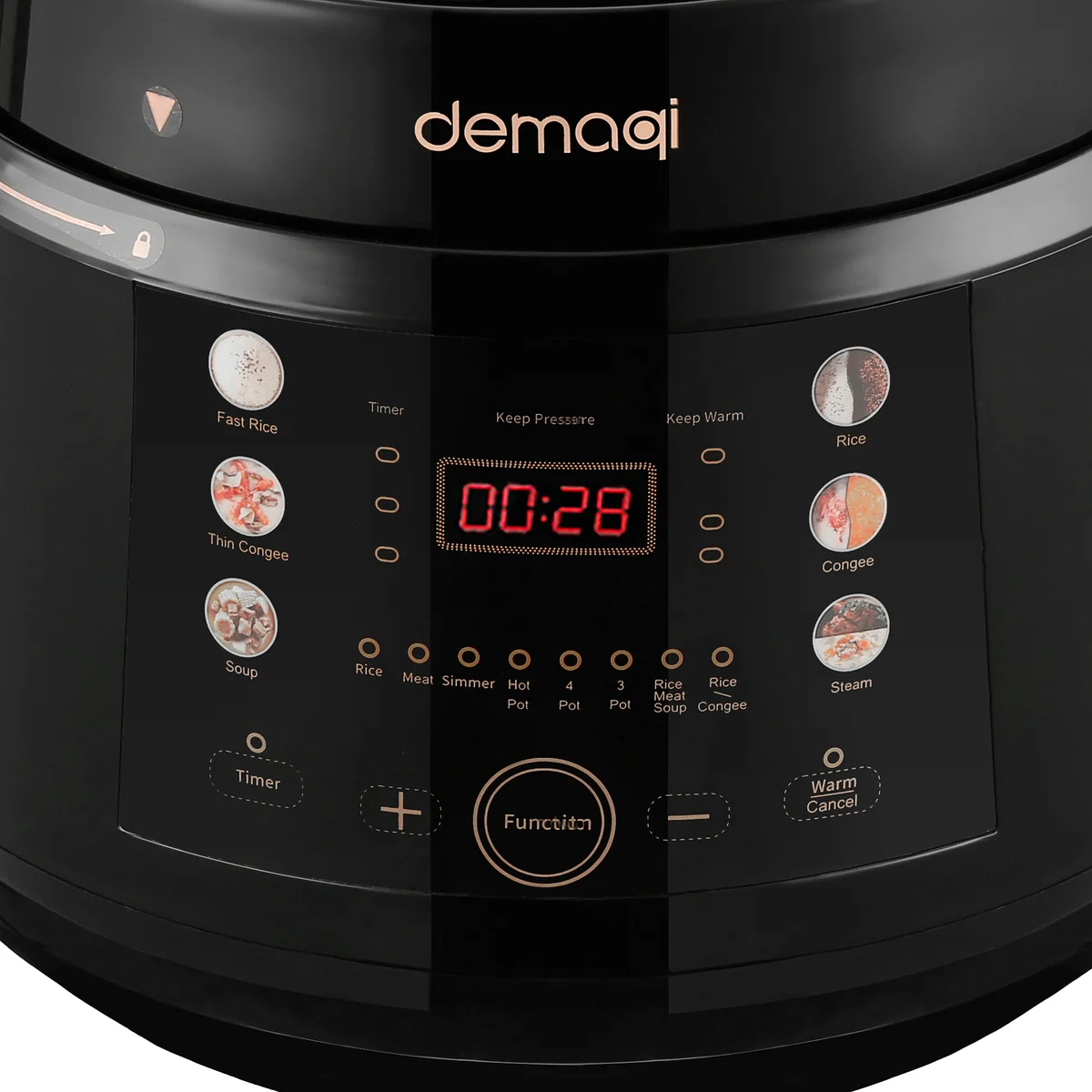 Demaqi multi-function pressure cooker with a non-pressure rice cooker, one pot and four outs for quick meals