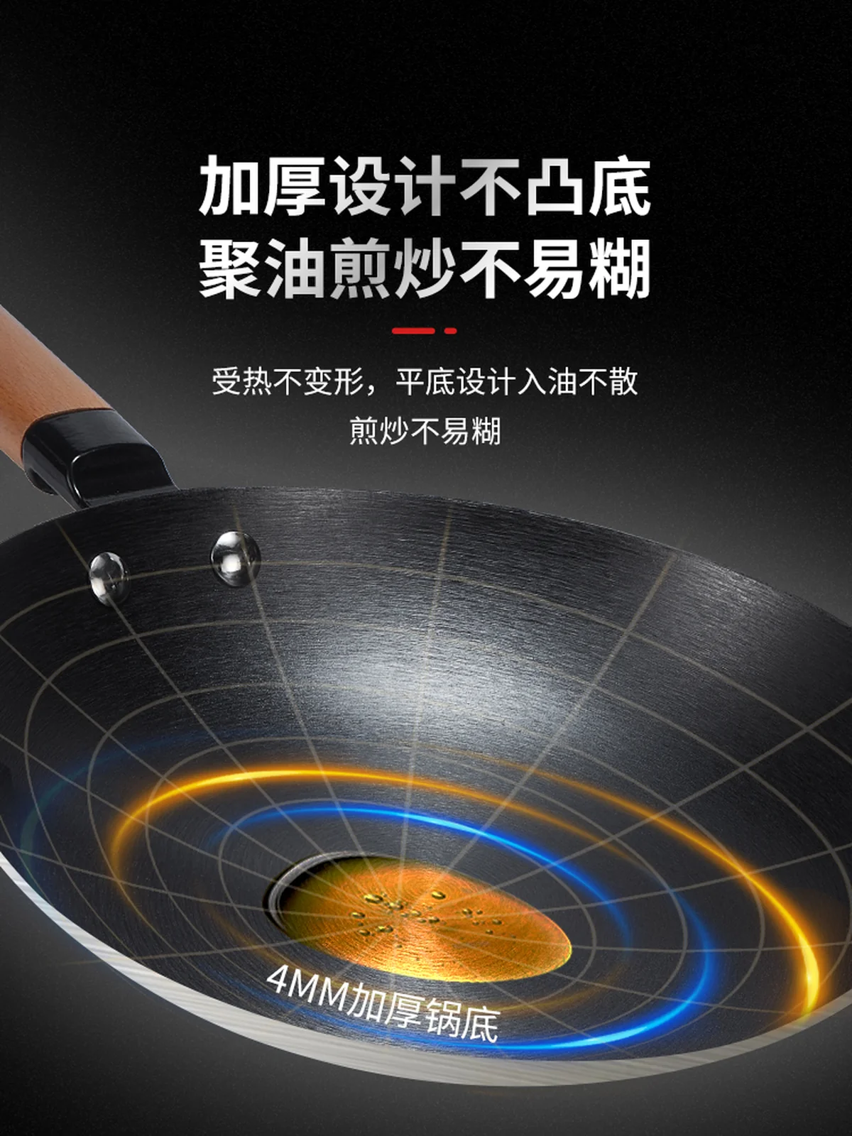Wang Yuanji suffocating annual ring pot frying pan WYJ-26JPNLG No coating, not easy to rust 26cm