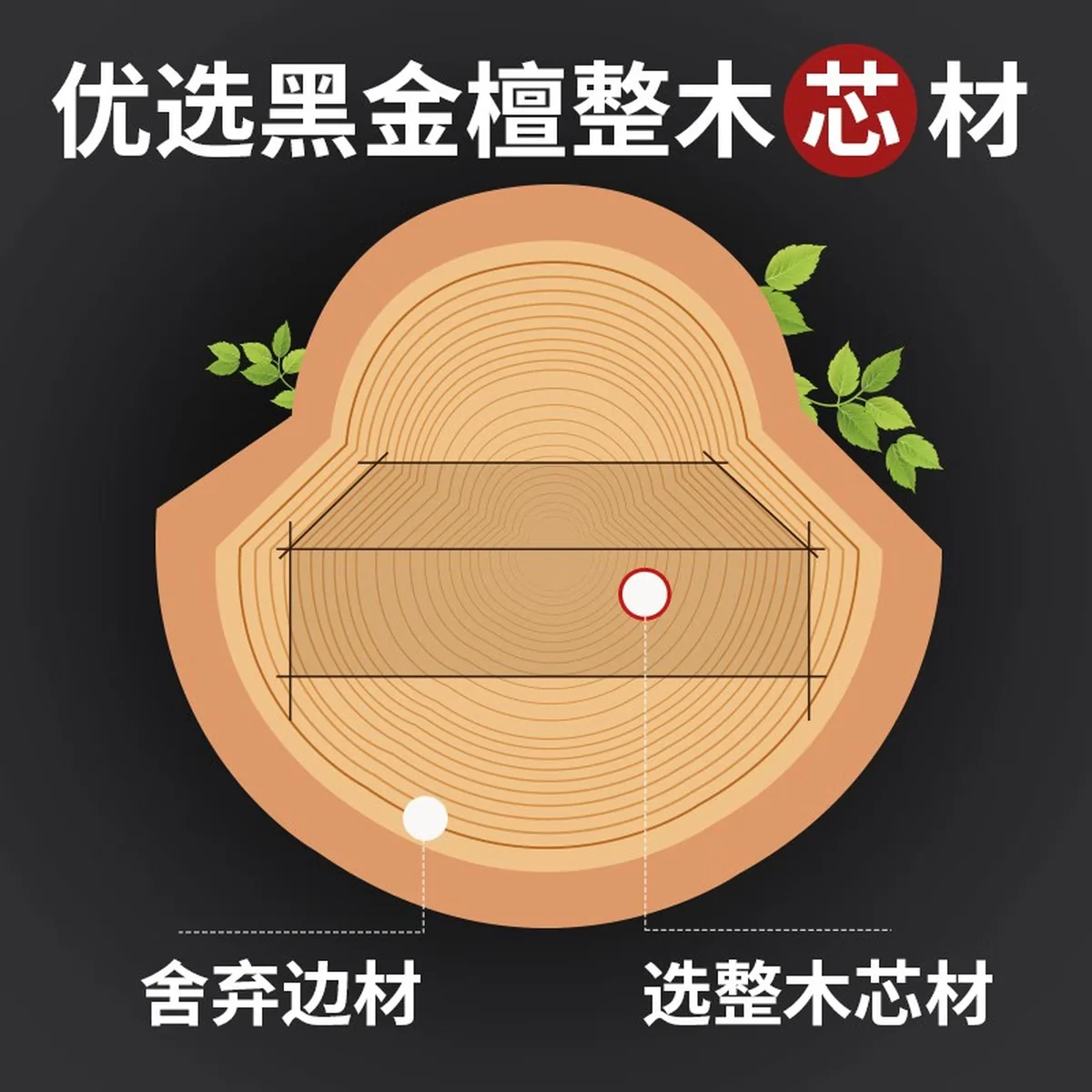 Suncha双枪 抗菌黑金檀木砧板 实木加厚案板切菜板面板擀面板 整木40*28*2.5cm