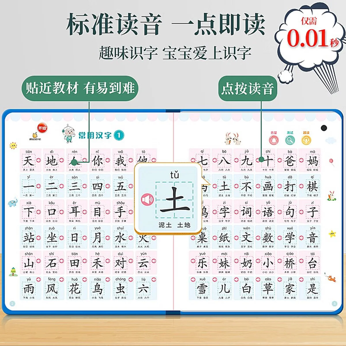 [Direct mail from China, delivery time is 10-15 days] Haiyue Fun Talk Literacy Book 1200 Characters Finger Reading HYTS001 (3-6 years old)