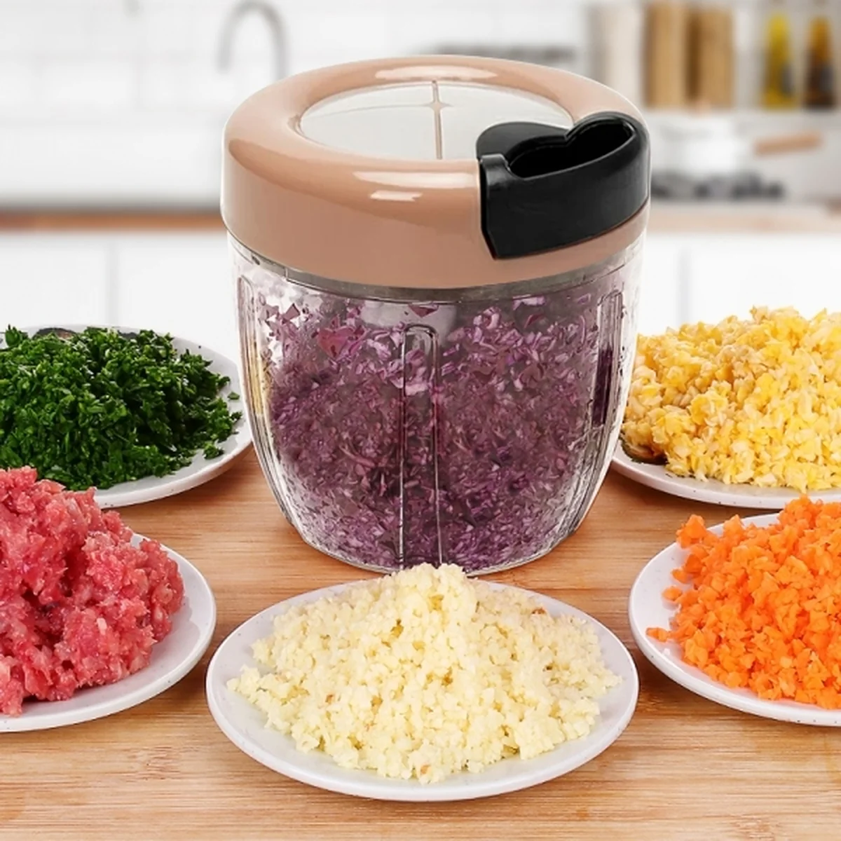 Migecon household hand-held cooking machine, meat grinder with multi-function and small capacity , lotus gray