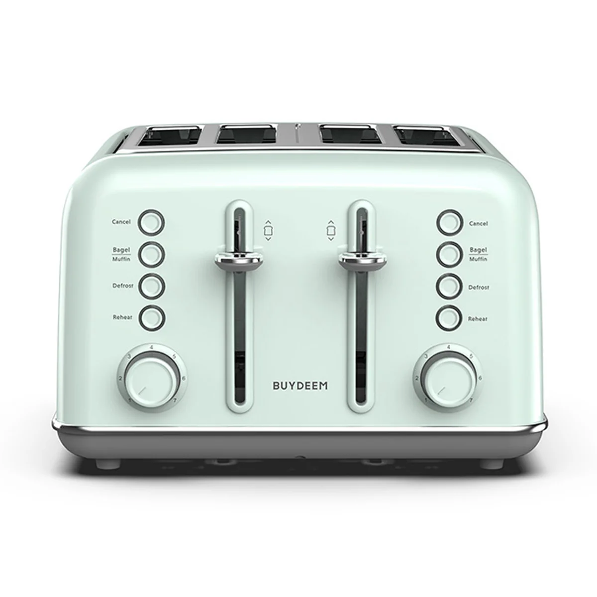 Buydeem four slice toaster bread machine DT-6B83G widened grill, seven-speed firepower, light green