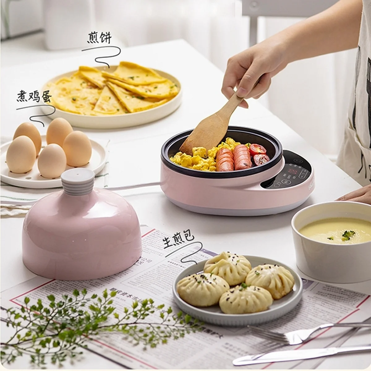 Bear Multifunctional Egg Cooker Food Supplement ZDQ-B05C1 Ceramic Material Appointment Timing Pink