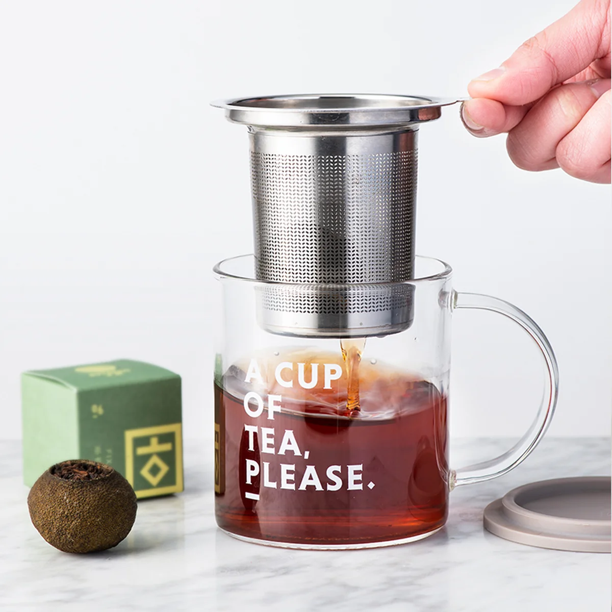Buydeem  Teapot Tea Cup With Drain Basket Separation Filter High Borosilicate Glass One Drink 350ml CD1001