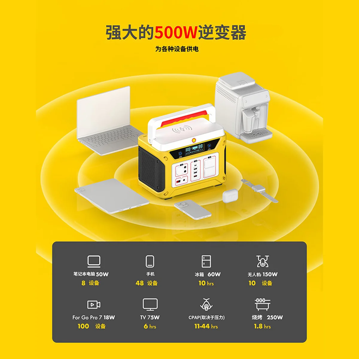 Shell壳牌户外移动电源 586Wh便携大容量带插座自驾游露营停电应急车载大功率蓄电池 10种输出