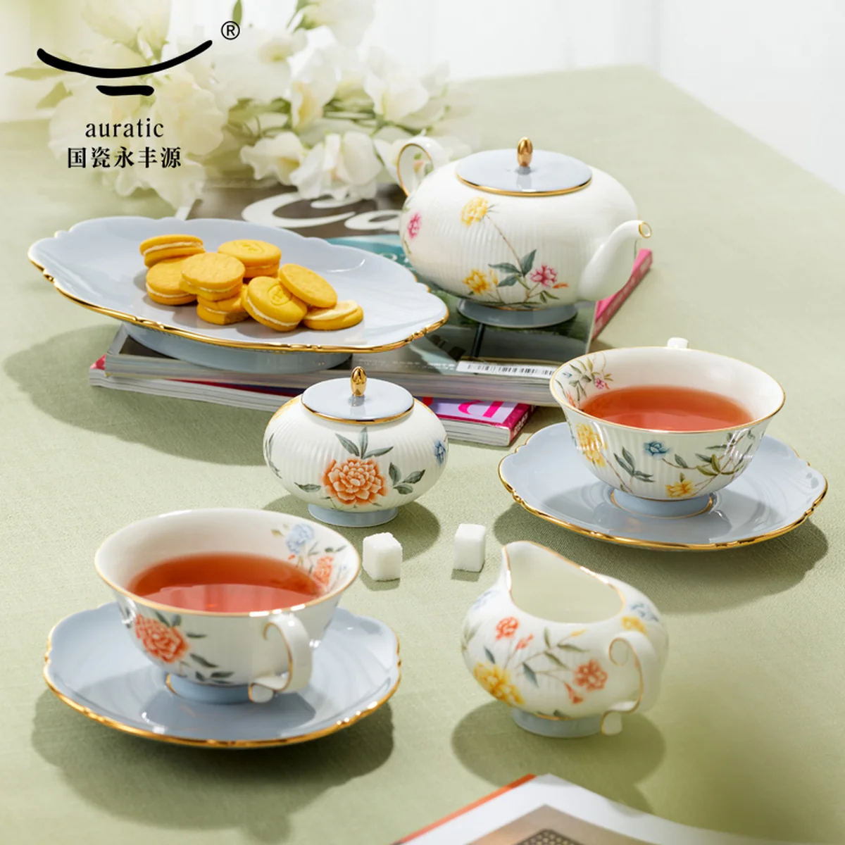 【中国直邮，时效10-15天】Auratic 国瓷永丰源月亮时光10头西式下午茶套具（2人位）