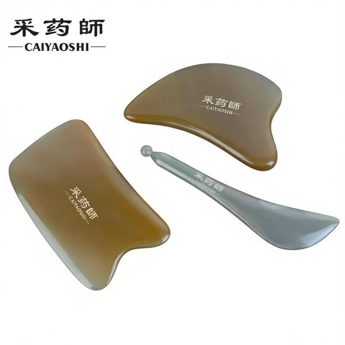采药师 加厚牛角刮痧板礼盒套装 8mm牛角板拨筋棒CYS-NJGS001 手工打造 独具匠心