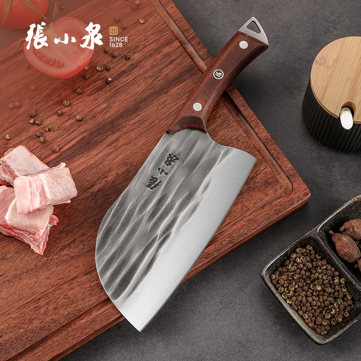 张小泉复古锤纹斩切刀 一体成型 坚固耐用