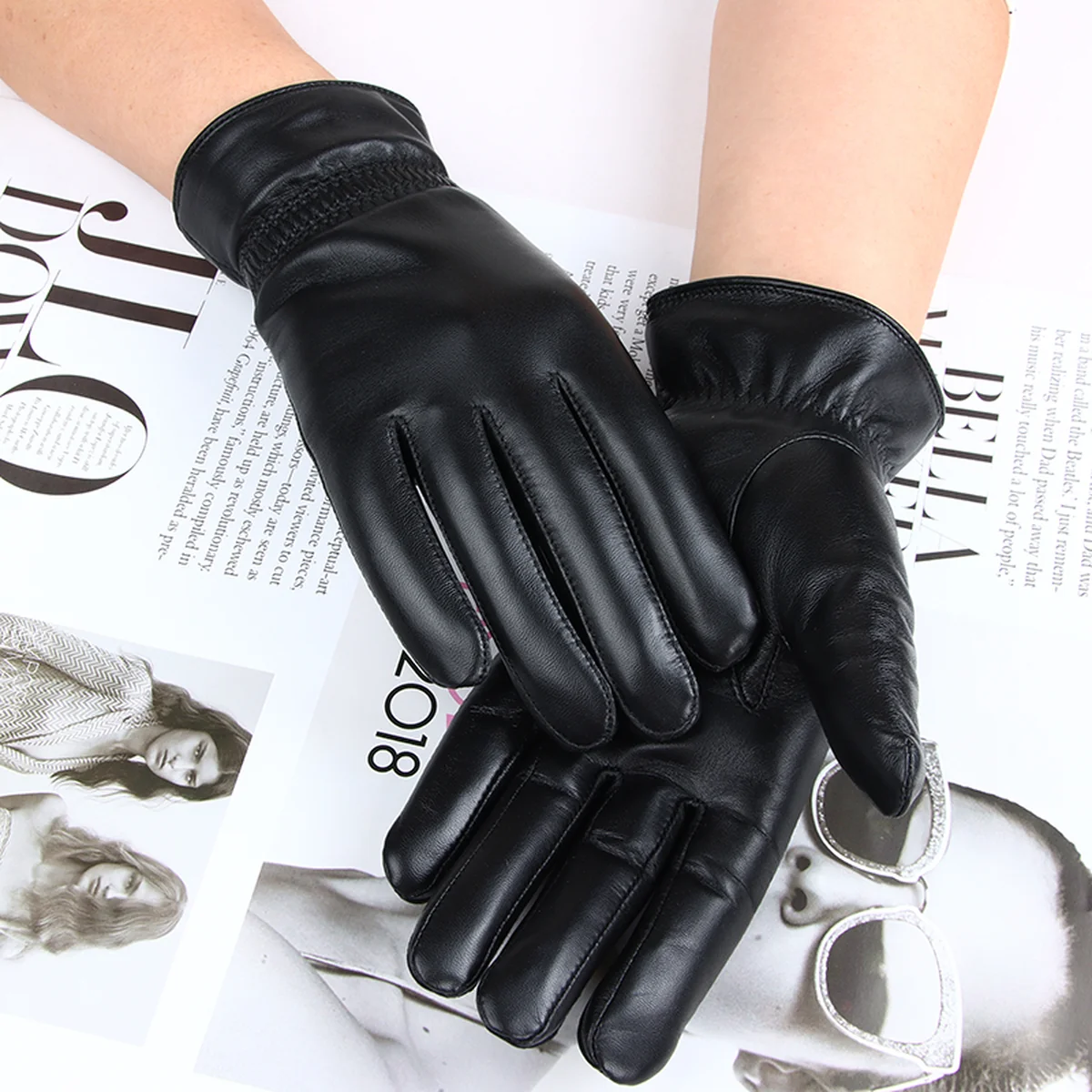【China Direct Mail, Delivery Time 8-20 Days】HENGYUANXIANG Premium Sheepskin Gloves, Women's, Premium Leather, Size L