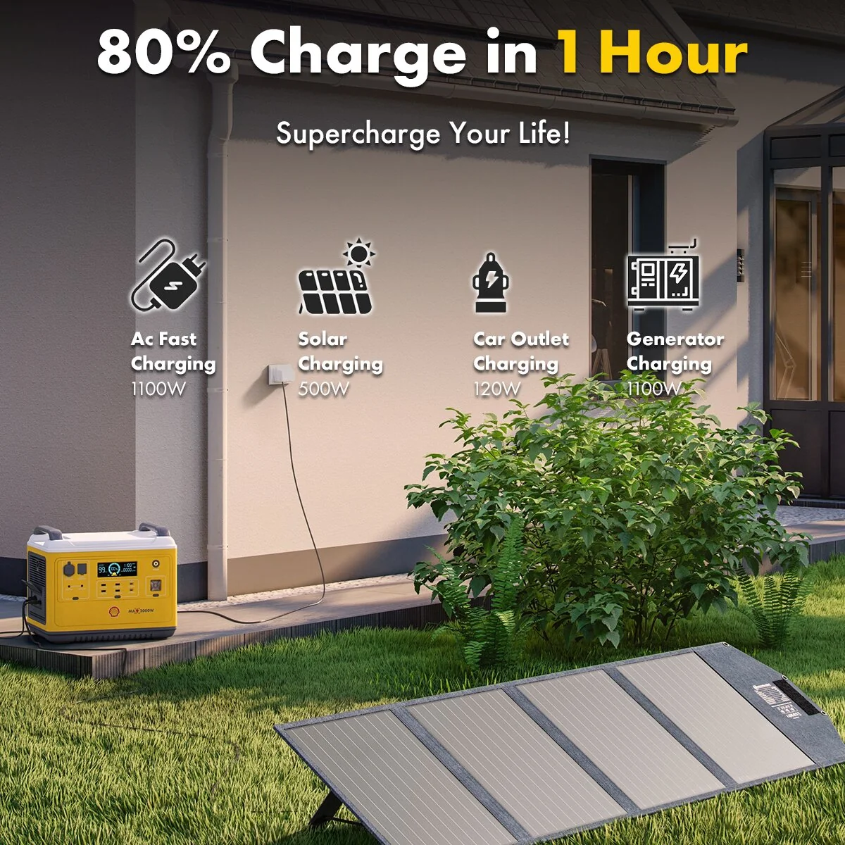 Shell壳牌2000W快充移动电源 车载自驾露营野营便携停电应急储能户外电源 2度电带插座