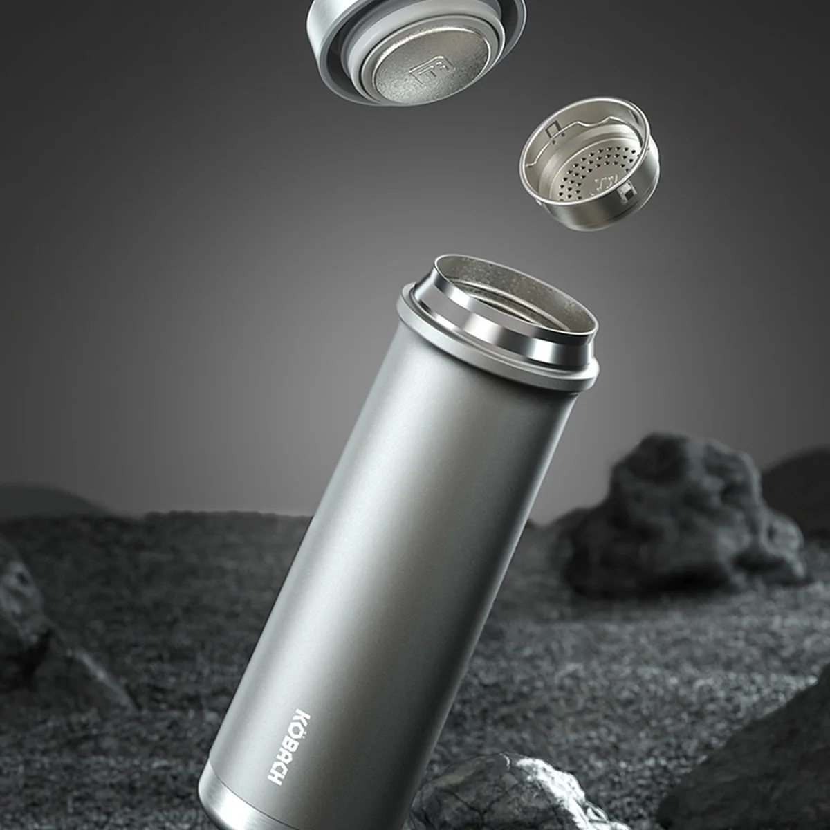 Kobach Titanium Crystal Series Pure Titanium Vacuum Insulated Mug 450mL (Intercloud Grey)