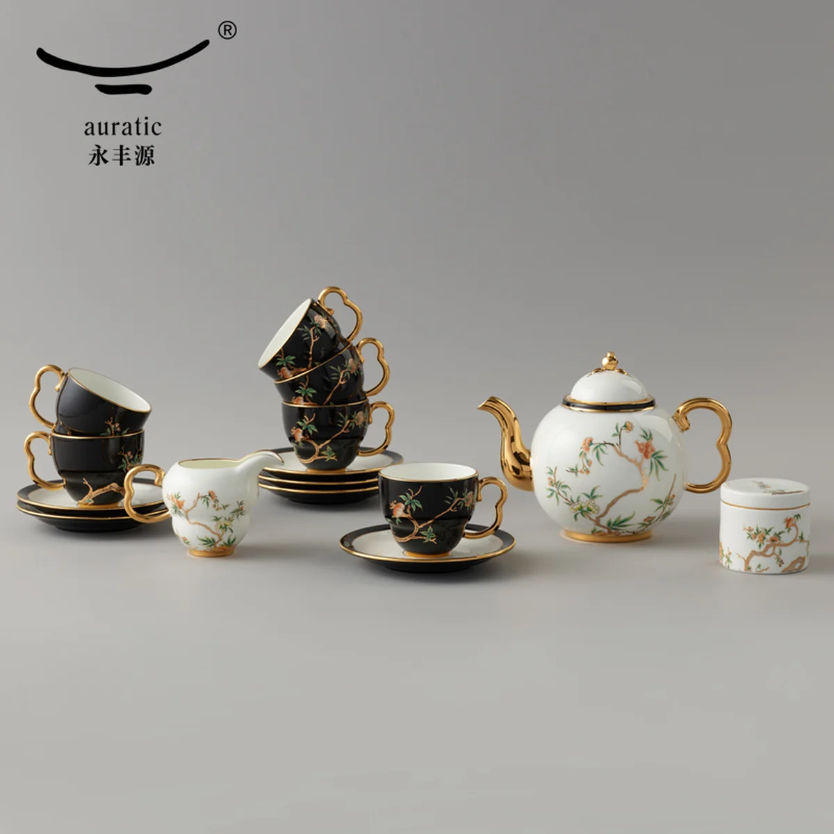 【中国直邮，时效10-15天】Auratic 国瓷永丰源夫人瓷-石榴家园17头咖啡具（750ml）