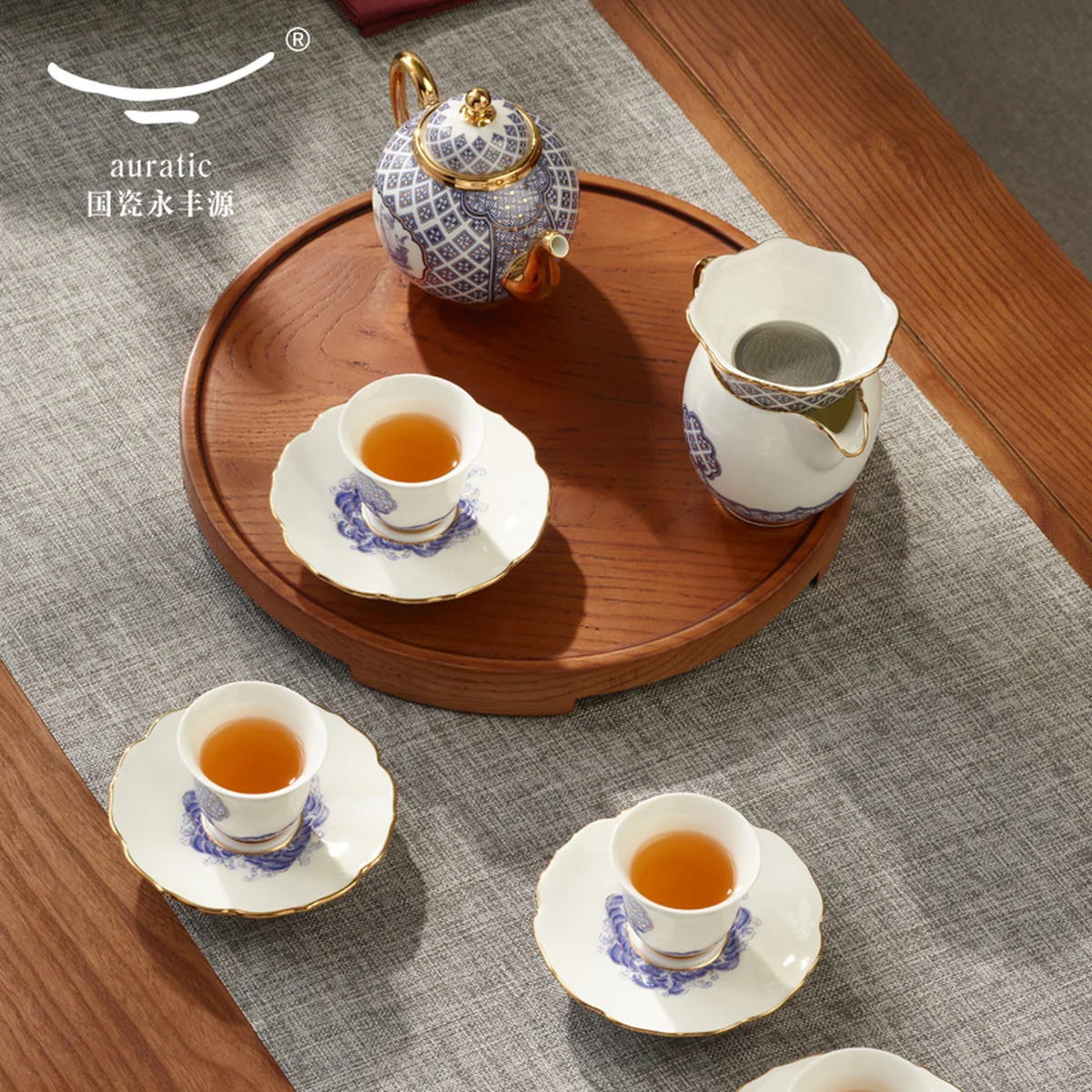 【中国直邮，时效10-15天】Auratic 国瓷永丰源先生瓷-四海升平12头茶具  (4人位）