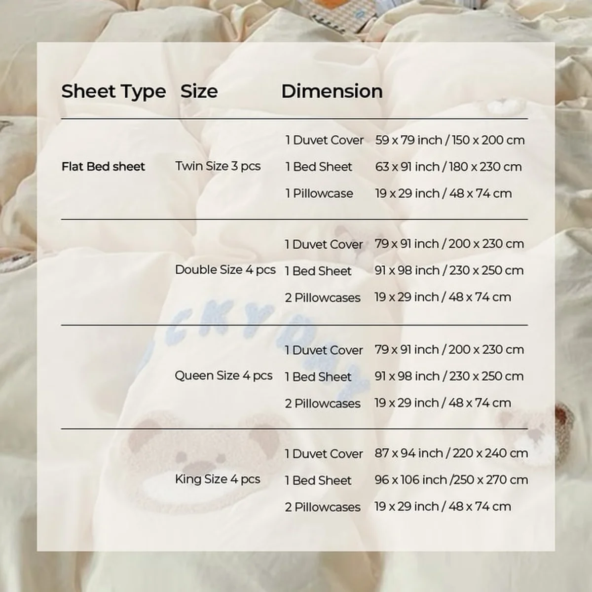 【中国直邮，时效6-10个工作日】Lullabuy 奶噗噗的小熊四件套四季居家床品套装床单被套枕套 抹茶绿