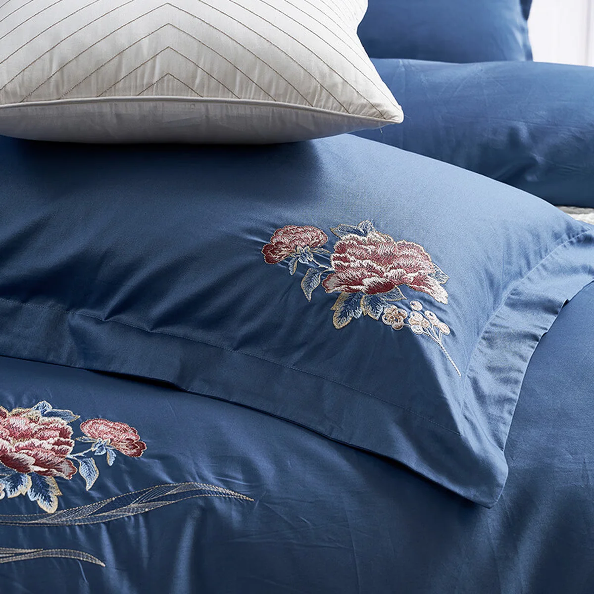 [China Direct Mail, 8–20 Days] Fuanna Bedding 4-Piece Set, Premium Pure Cotton, Fanhua·Jinnian Collection, Flat-Sheet Version, Duvet Cover 230*229cm