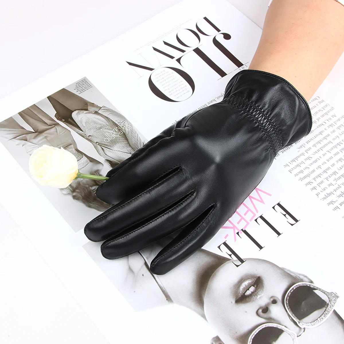 【China Direct Mail, Delivery Time 8-20 Days】HENGYUANXIANG Premium Sheepskin Gloves, Women's, Premium Leather, Size L