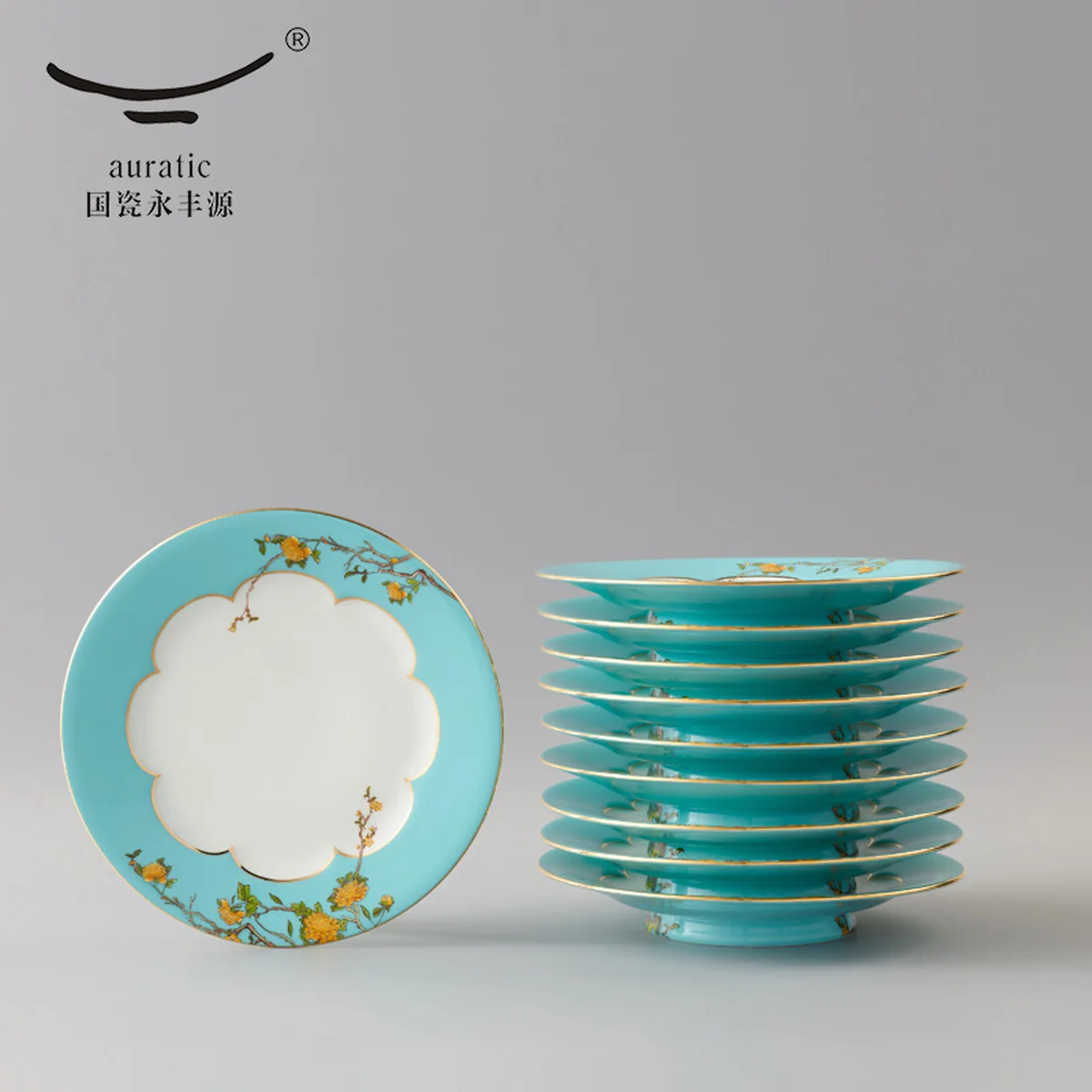 [China deliver directly, Arriving in 5-7 days] Auratic national porcelain Yongfengyuan Lady porcelain West Lake blue 58-head Chinese household tableware set