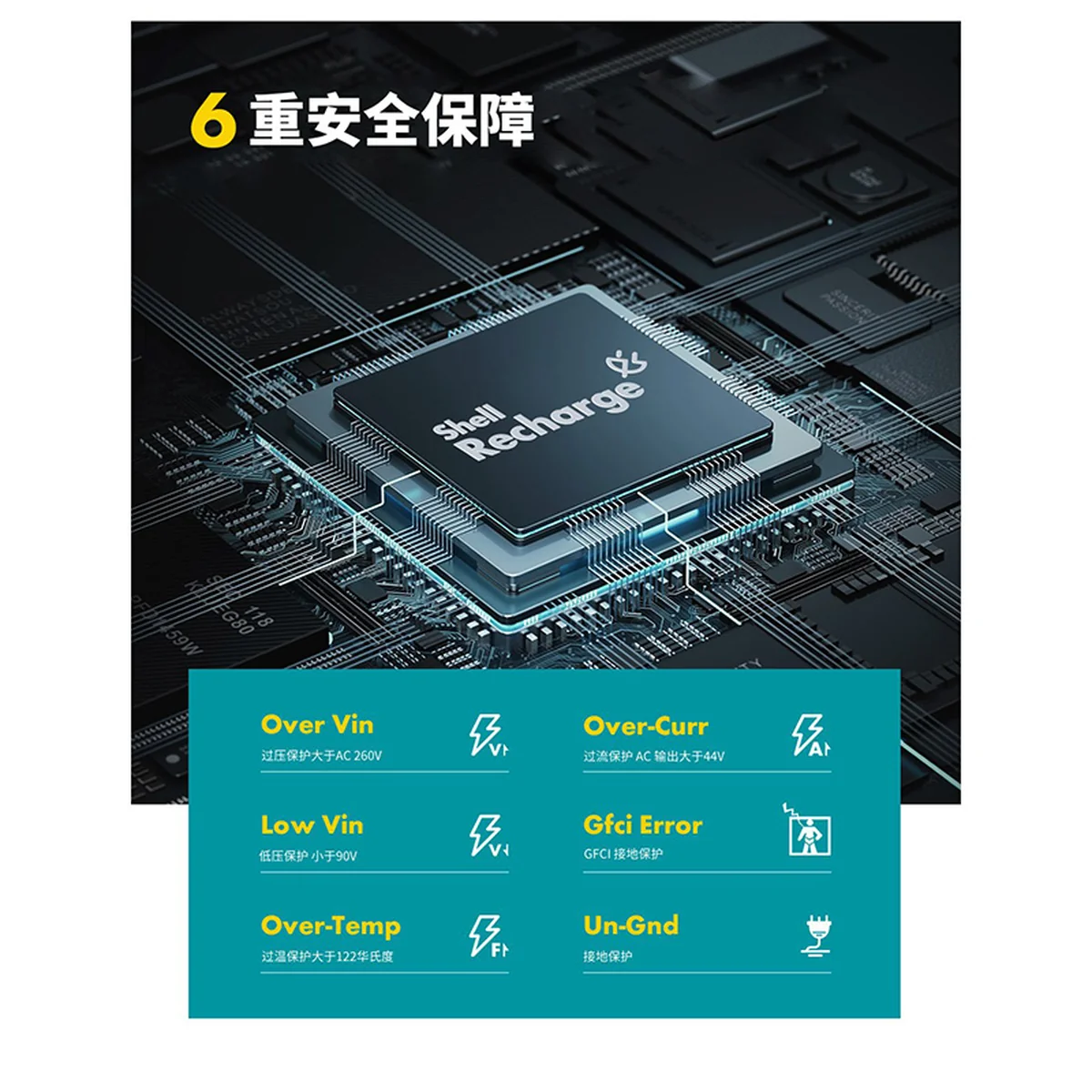 Shell 壳牌随车充 240V便携式充电器多车型9.6kw通用新能源电动汽车充电桩随车充 7.5米