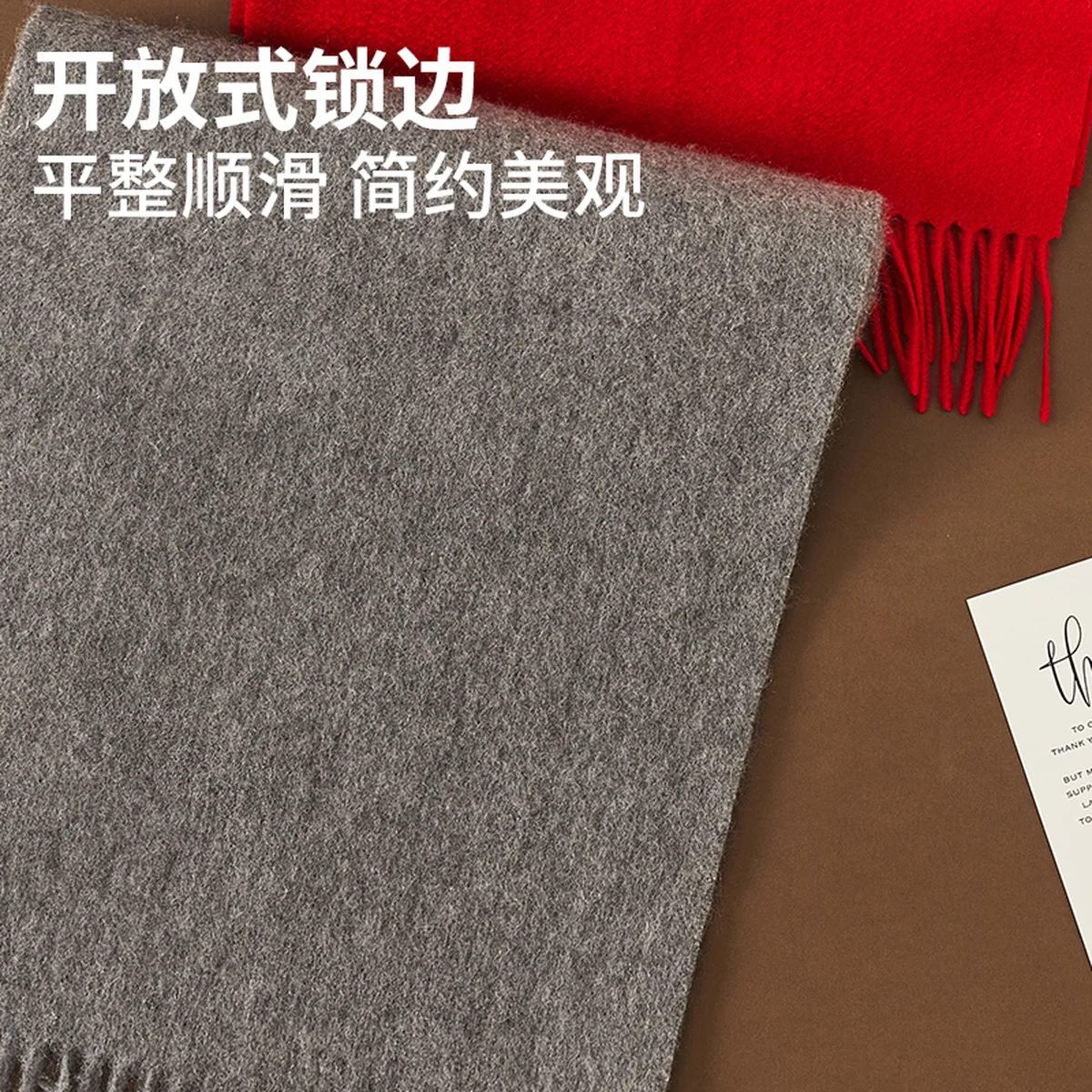 【China Direct Mail, Delivery Time 8-20 Days】HENGYUANXIANG Cashmere Scarf, Thickened for Autumn/Winter Warmth, Pure Cashmere, Solid-Color Shawl Scarf in Gift Box, Medium Grey