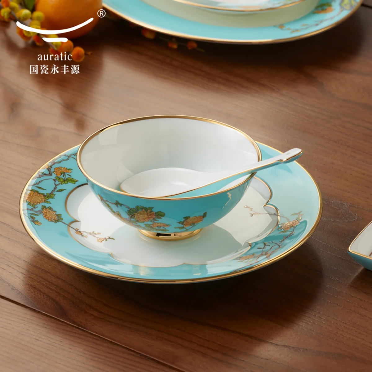 [China Direct Shipping, 5-7 days] Auratic China Porcelain Yongfengyuan Lady Porcelain Westlake Blue 29 Heads Chinese Household Tableware Set