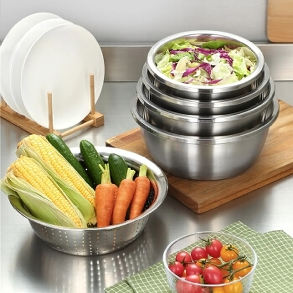 Cooker king stainless steel basin sieve five-piece CK-BXGP-05 multi-function large capacity thick