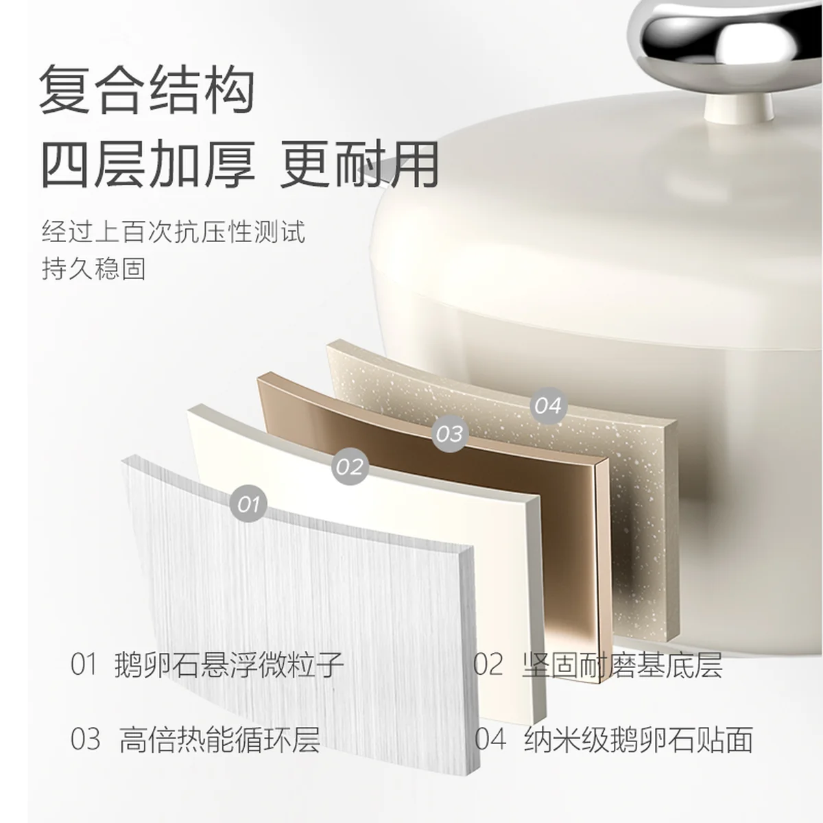VELOSAN 温仑山鹅卵石汤锅微压炖锅不粘锅家用煮粥煲汤锅 24cm-白玉兰