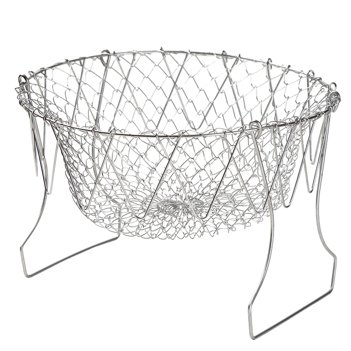YAGAO Stainless steel frying large strainer drain basket, Drain and filter oil, Telescopic folding