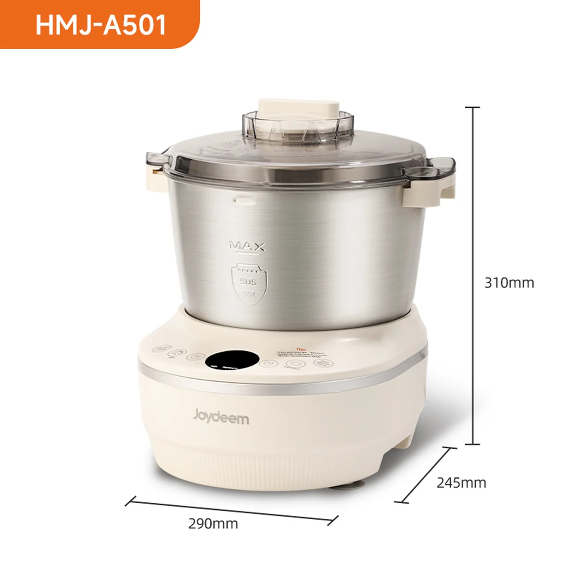 Joydeem Large Capacity Noodle Machine HMJ-A501 Intelligent Kneading Machine Fully Automatic Kneading Machine Constant Temperature Fermentation 304 Stainless Steel Pressure Kneading and Awakening Integrated 5L
