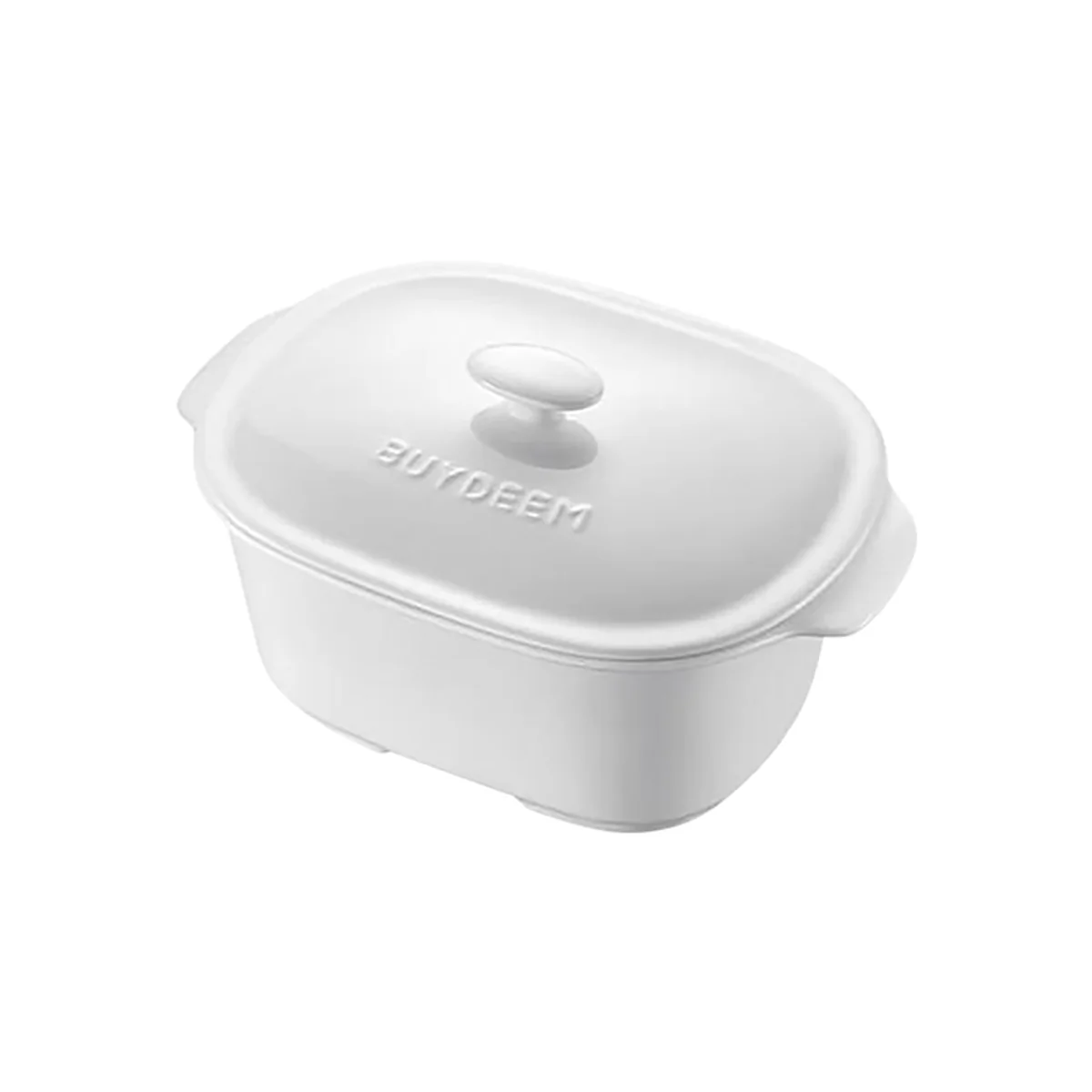Buydeem ceramic stew pot, large ceramic steaming bowl, ceramic soup pot, oven and microwave compatible, 2L