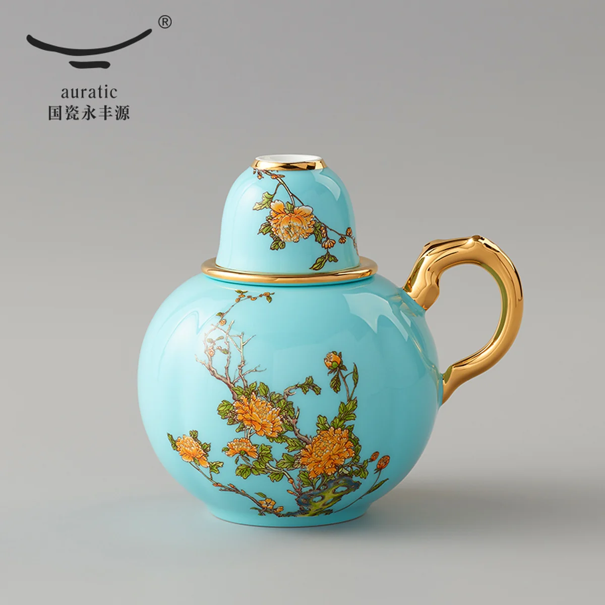 [China Direct Shipping, 5-7 days] Auratic Guochen Yongfengyuan 4-head yellow wine set in West Lake blue