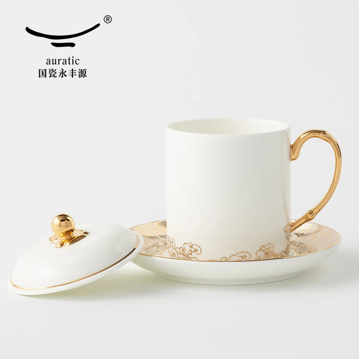 【中国直邮，时效10-15天】Auratic 国瓷永丰源先生瓷-海上明珠三件套左右对杯（350ml）