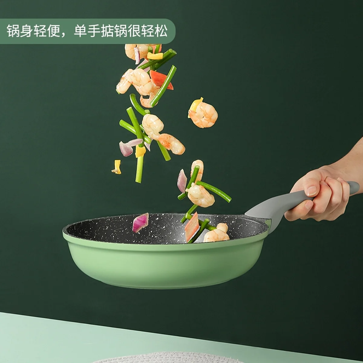 COOKER KING Bamboo Bluestone Series Household Non-stick Milk Pot Instant Noodle Pot with Even Heat Conduction 18CM