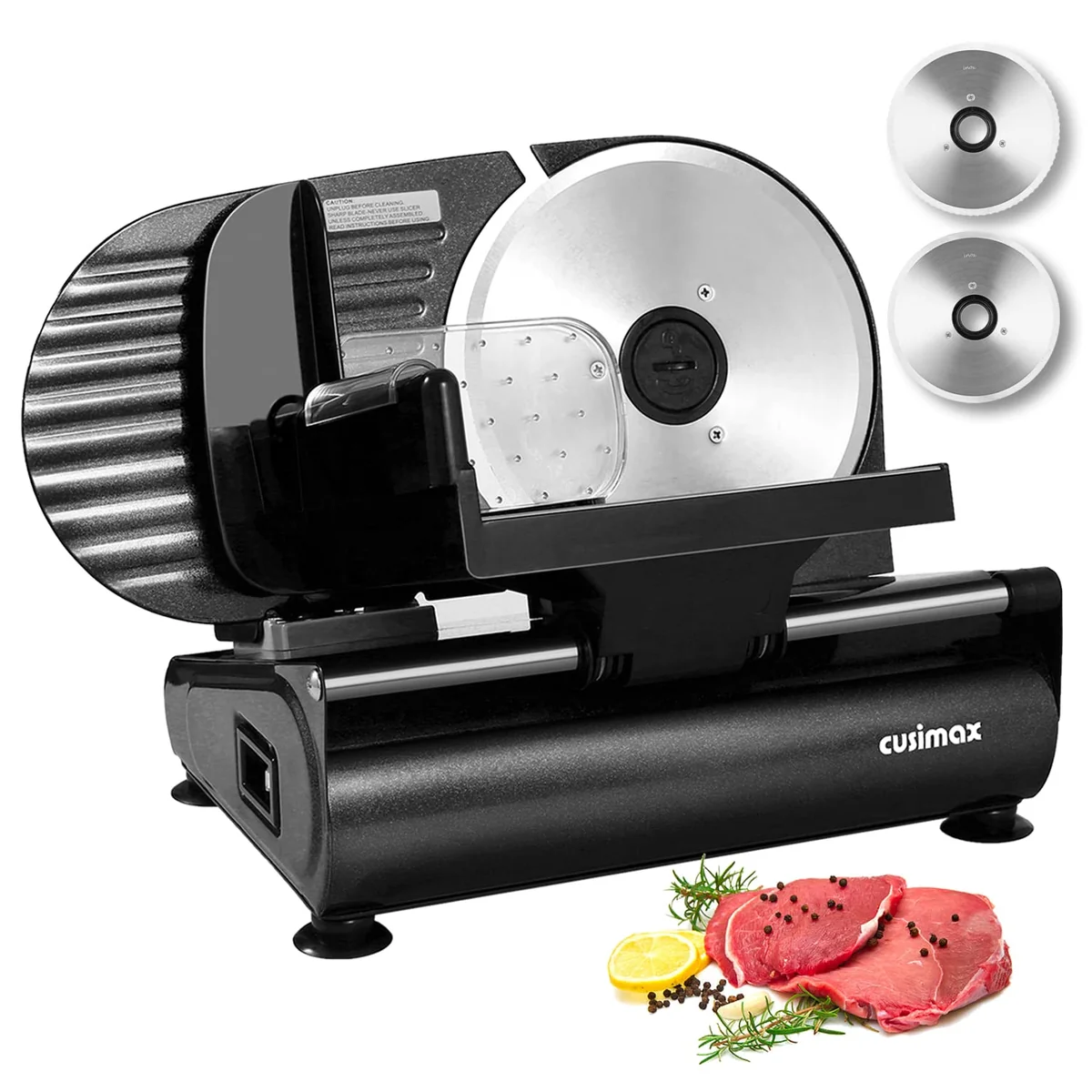 CUSIMAX Meat Slicer Electric Food Slicer Home Commercial Slicer Deli Cheese Fruit Vegetable Bread Knife CMFS-201 Dual Blade
