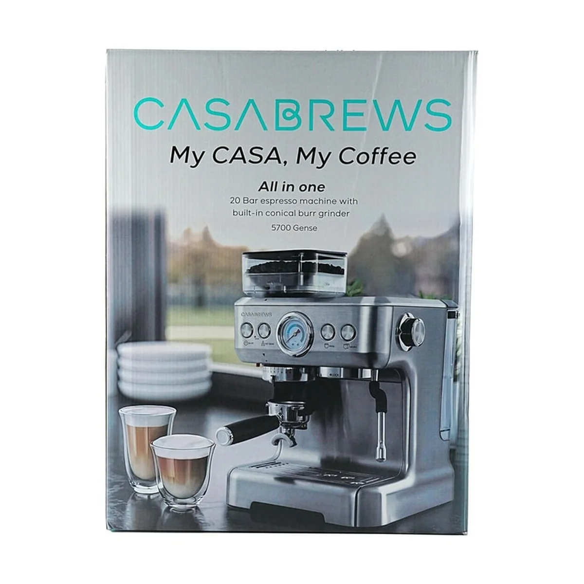 CASABREWS咖佰士 意式咖啡机 自带研磨冲泡一体机  91oz水箱 半自动打奶泡机 5700Gense