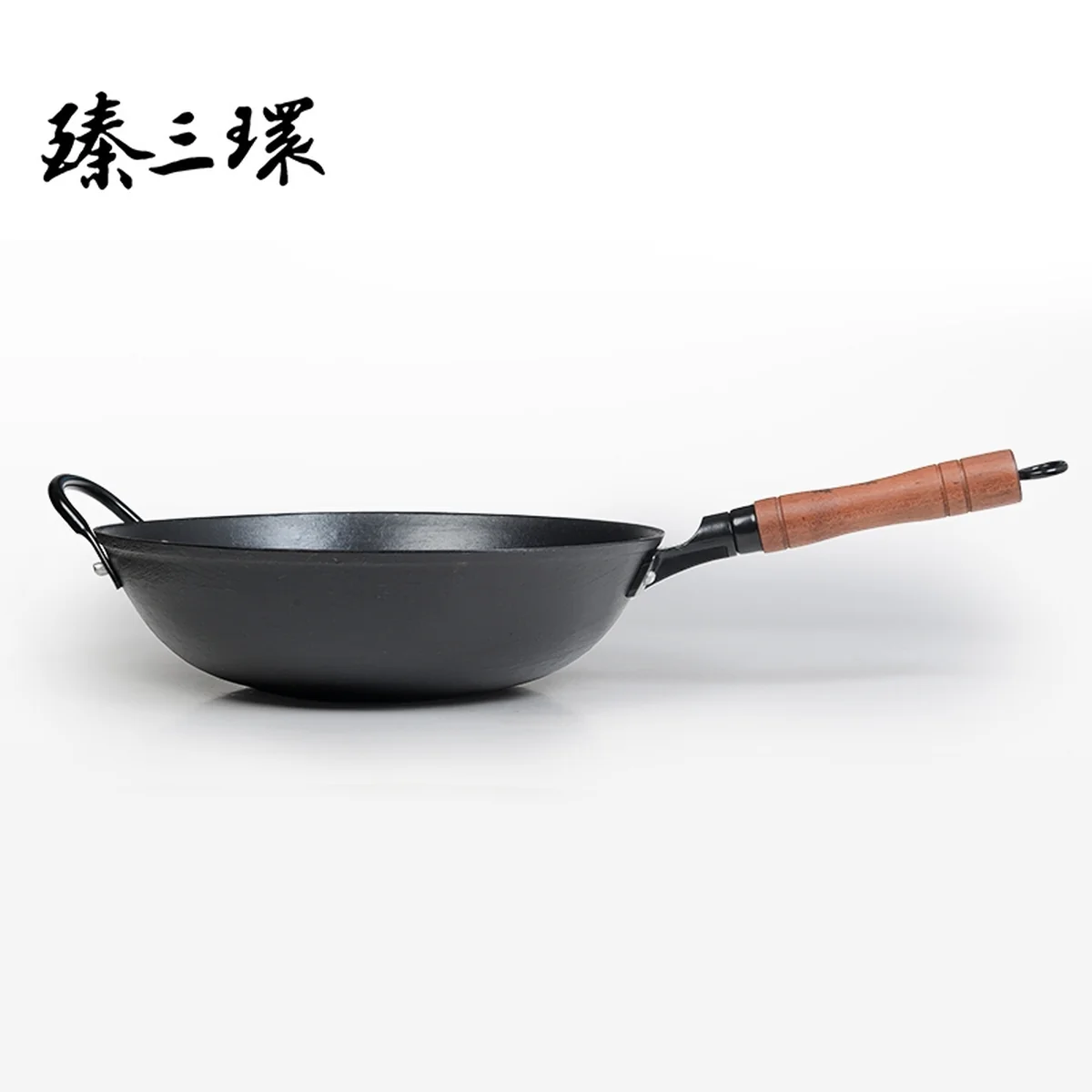 Zhensanhuan authentic Zhangqiu  iron pan, turtle pattern cast iron wok with pan ears, healthy uncoated, less oily smoke ,A variety of specifications are available