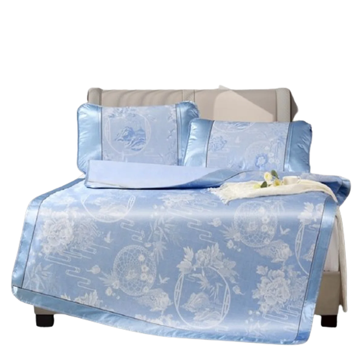 富安娜（FUANNA）床上用品夏天凉席子三件套/忆江南/冰丝提花席