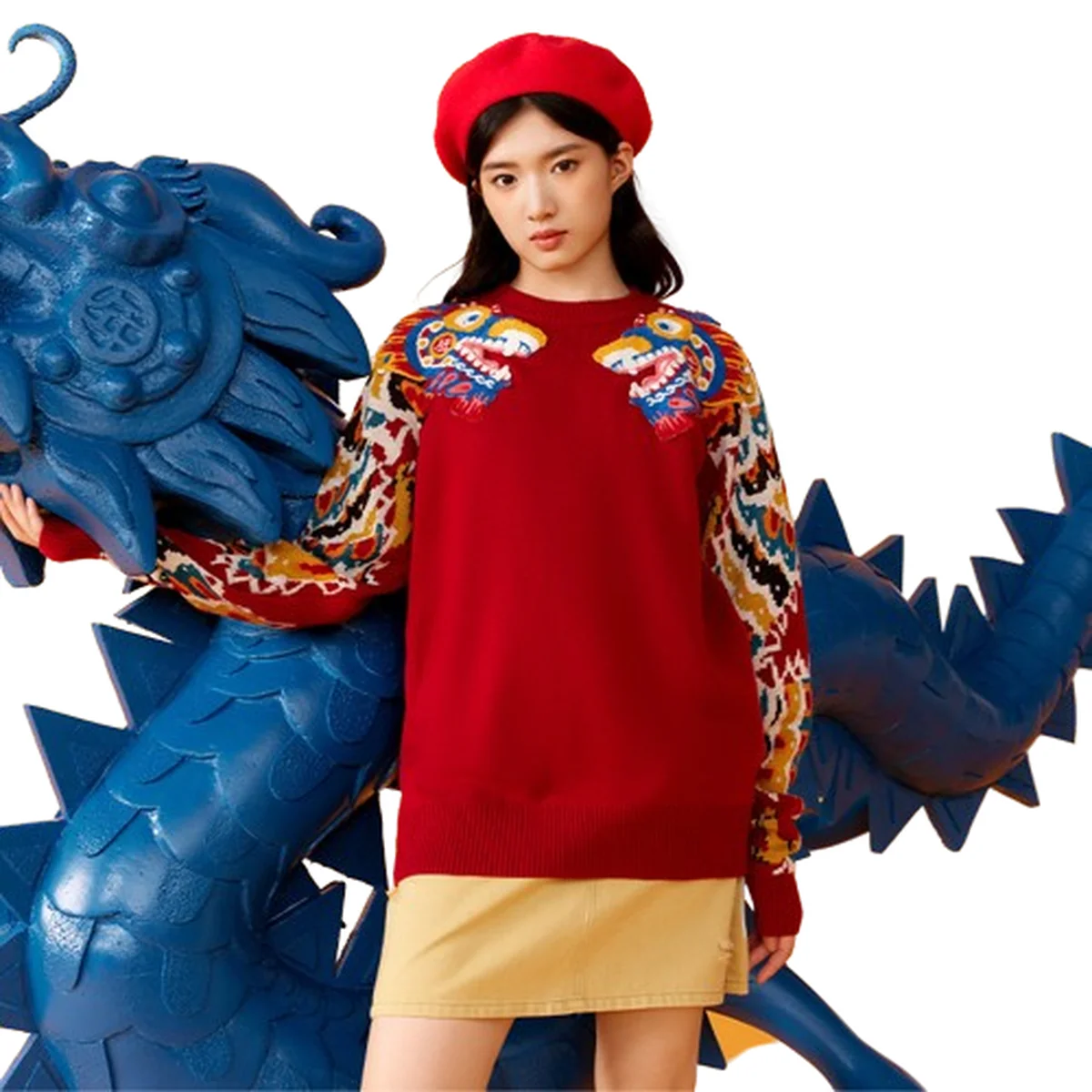 【China Direct Shipping, 10-15 days】New Year's clothing children's sweater stitched zodiac-shaped sweater for boys and girls with neat stitching and soft feel