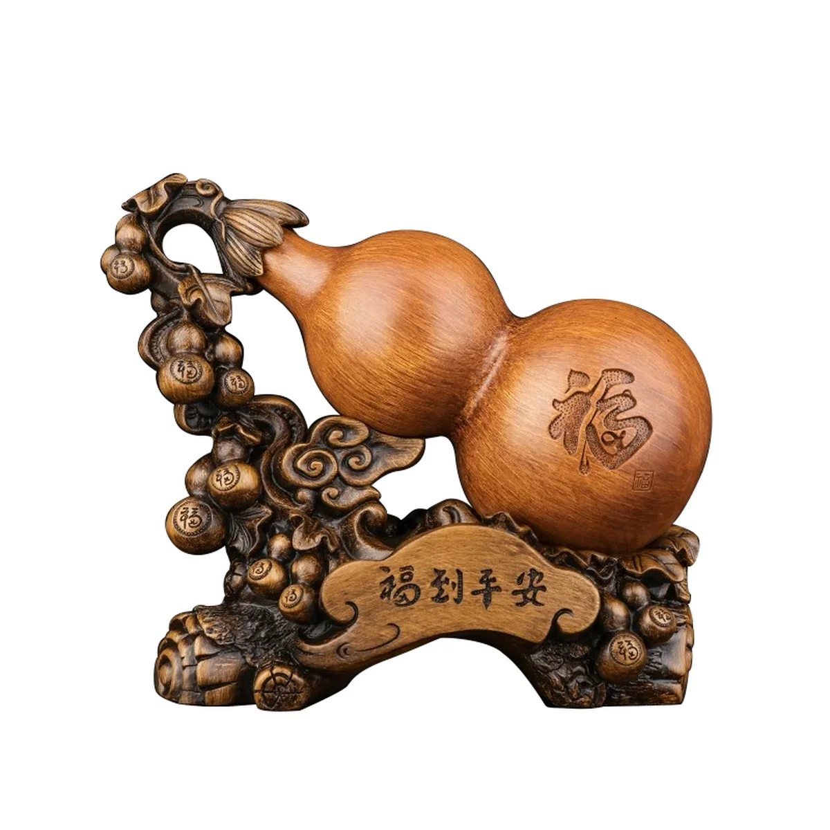 [Direct mail from China, delivery time is 10-15 days] Li Gongguan Lucky Gourd Golden Toad Ornament Sandalwood Color Gourd LGG001 26*12*20cm